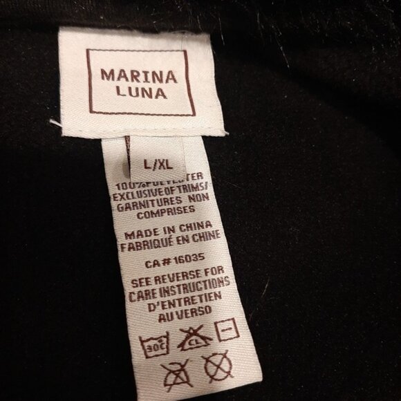 Marina Luna Houndstooth Cloak Winter Fleece Cape Poncho Coat Faux Fur Trim L XL - Picture 15 of 15